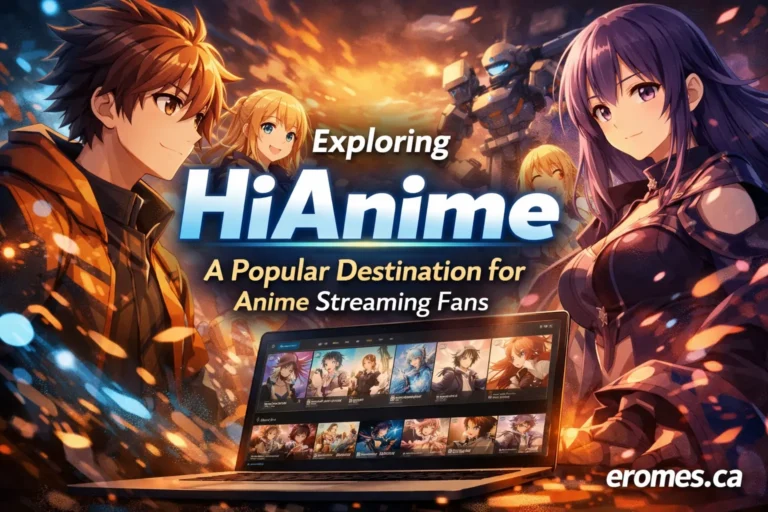 HiAnime streaming platform on laptop and mobile, showing anime series